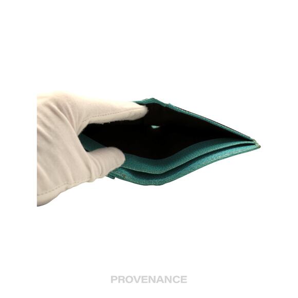 🔴 Gucci Bamboo Trifold Wallet - GG Canvas Turquoise - Picture 9 of 10